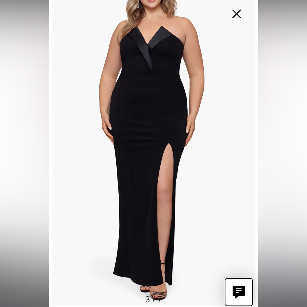Betsy & Adam Tux Detail Strapless Column Gown (Plus Size)